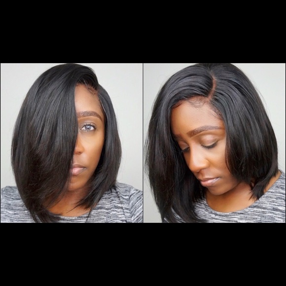 Black Deep Side Part Lace Front Bob Wig (SOLD) - Picture 3 of 5